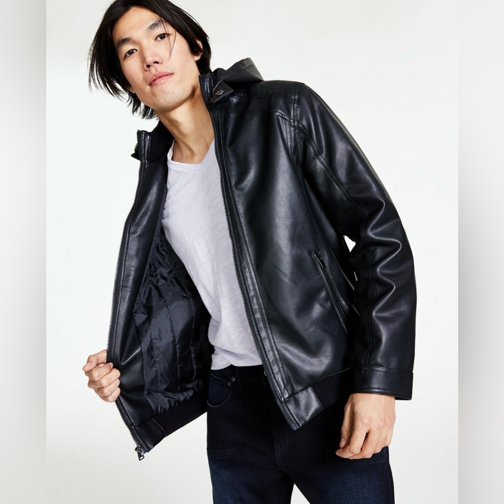 I.N.C. Men's Regular-Fit Faux-Leather Bomber Jacket